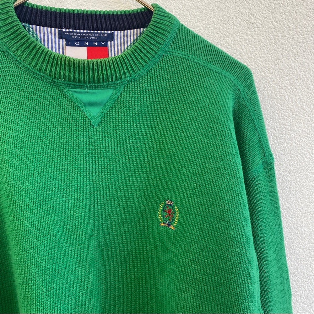 Vintage Tommy Hilfiger Green Knitted Sweater Knit Sweater Tommy Green Crewneck💚